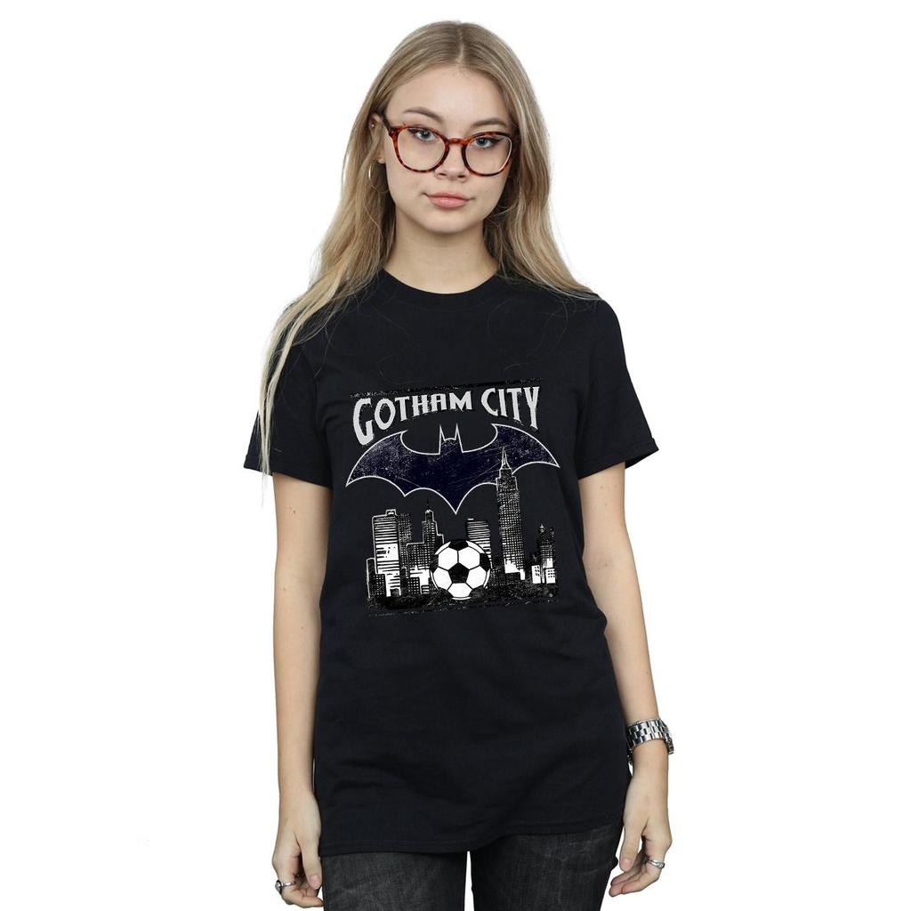 DC Comics Damen/Damen Batman Football Gotham City Boyfriend-T-Shirt aus Baumwolle