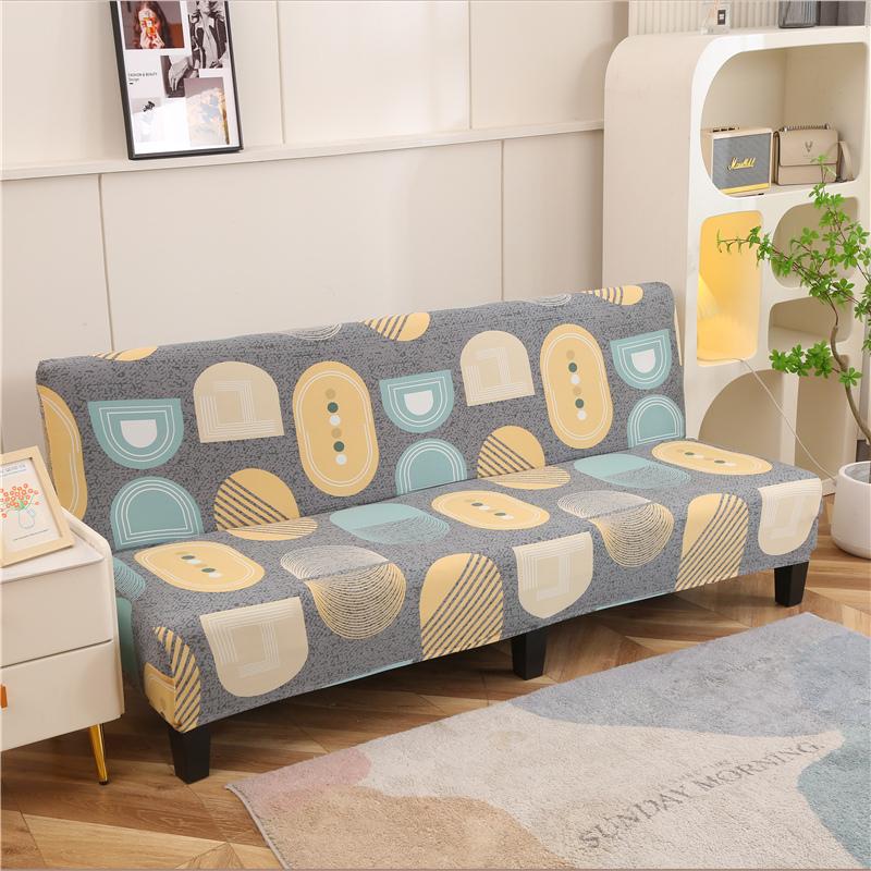 Stretch Futon Slipcover Armless Sofa Cover Furniture Protector Without Armrests Slipcover Soft with Elastic Bottom for Kids