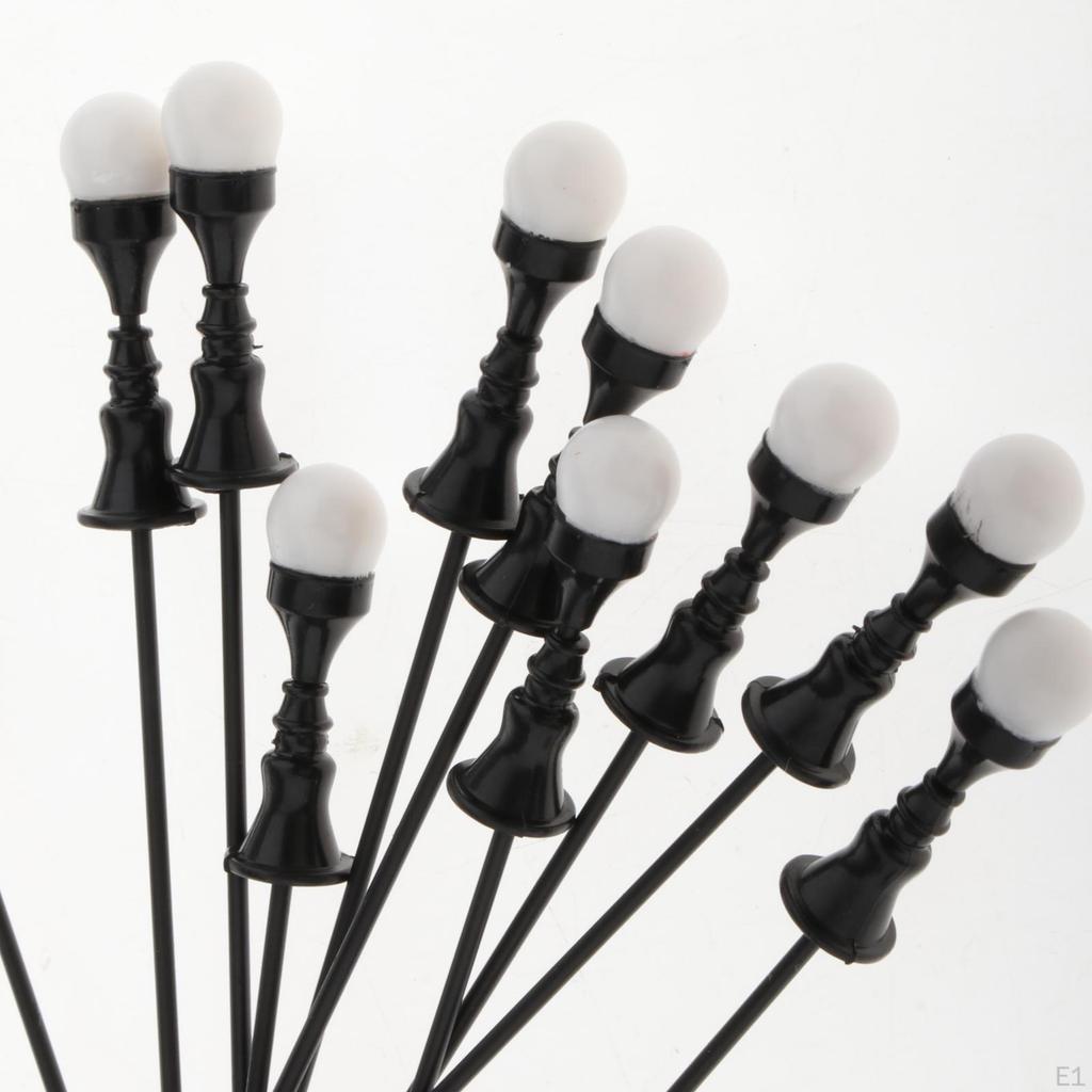 10pcs Train Street Lights Garden and Park Scenery Single Lamp Post Buildings Model 1:0 HO TT N
