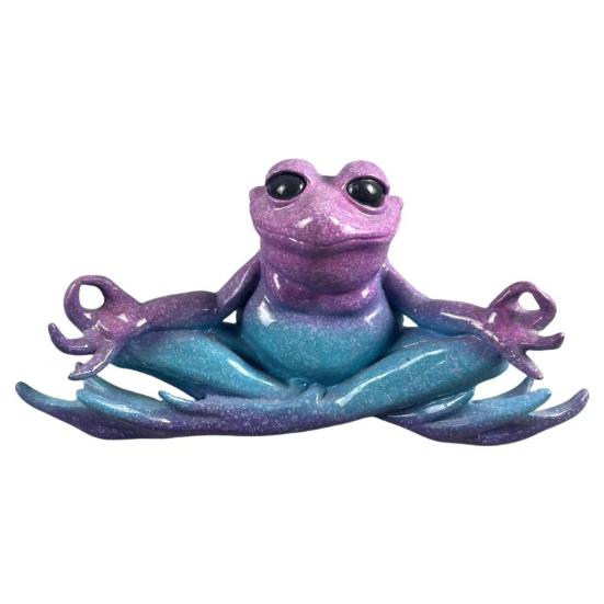 Meditation Frog Statue Sitting Frog Figurine Resin Animal Sculpture Indoor Outdoor Garden Desktop Decoration Ornament