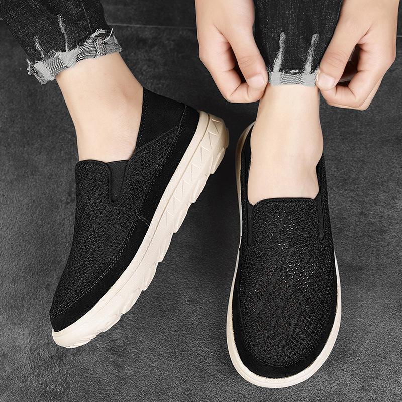 Foreign trade large-size mesh shoes men's new hollowed-out and lightweight one-pedal mesh shoes men's summer breathable mesh men's shoes