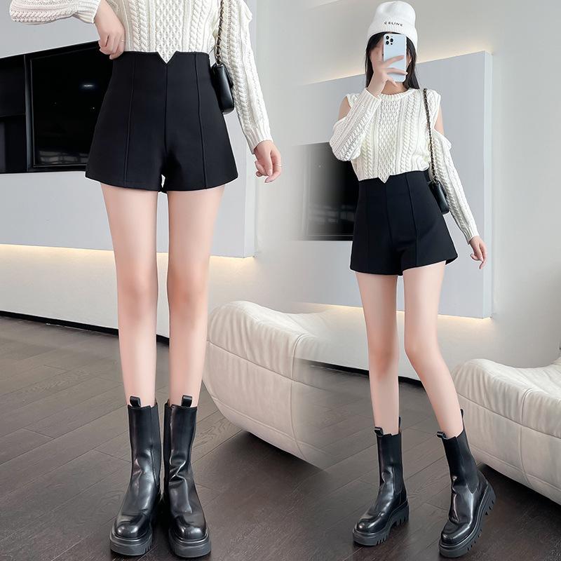 

Женские летние утягивающие шорты: Черные шорты с высокой талией и костюм с широкими брюками Large чёрный