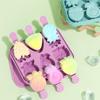 Kids Cartoon Popsicle Molds 6 Cavity Reusable Silicone Easy Release Fruit Shaped Ice Cream Maker
