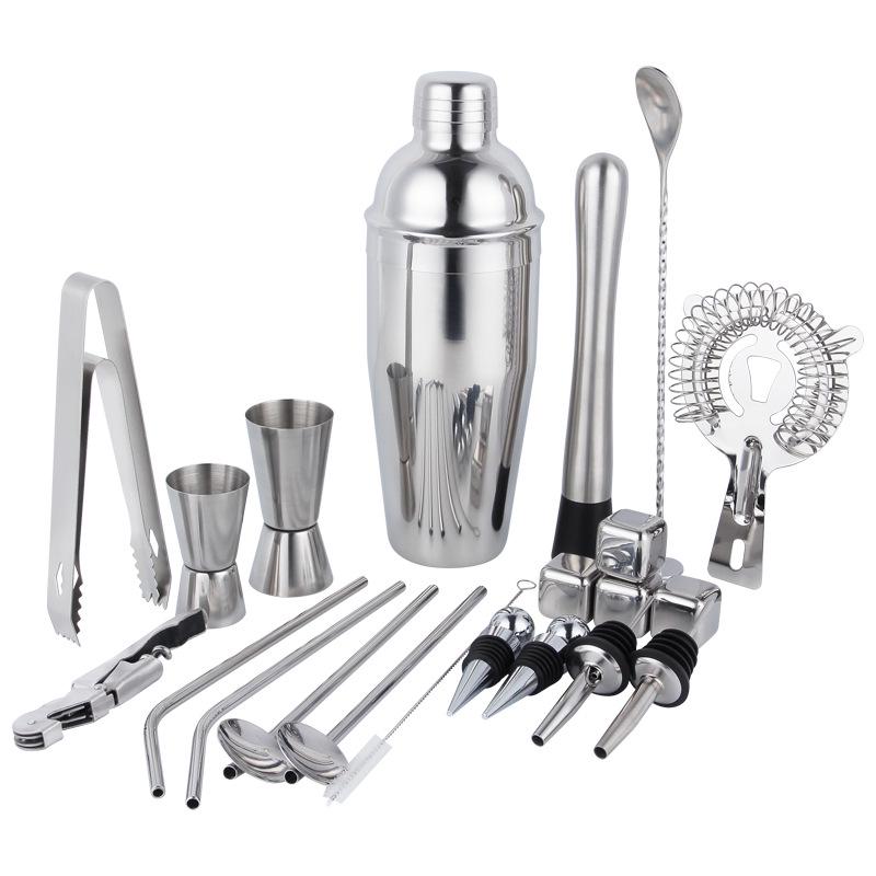 Stainless Steel Bartender Set: Boston Shaker & Cocktail Tools