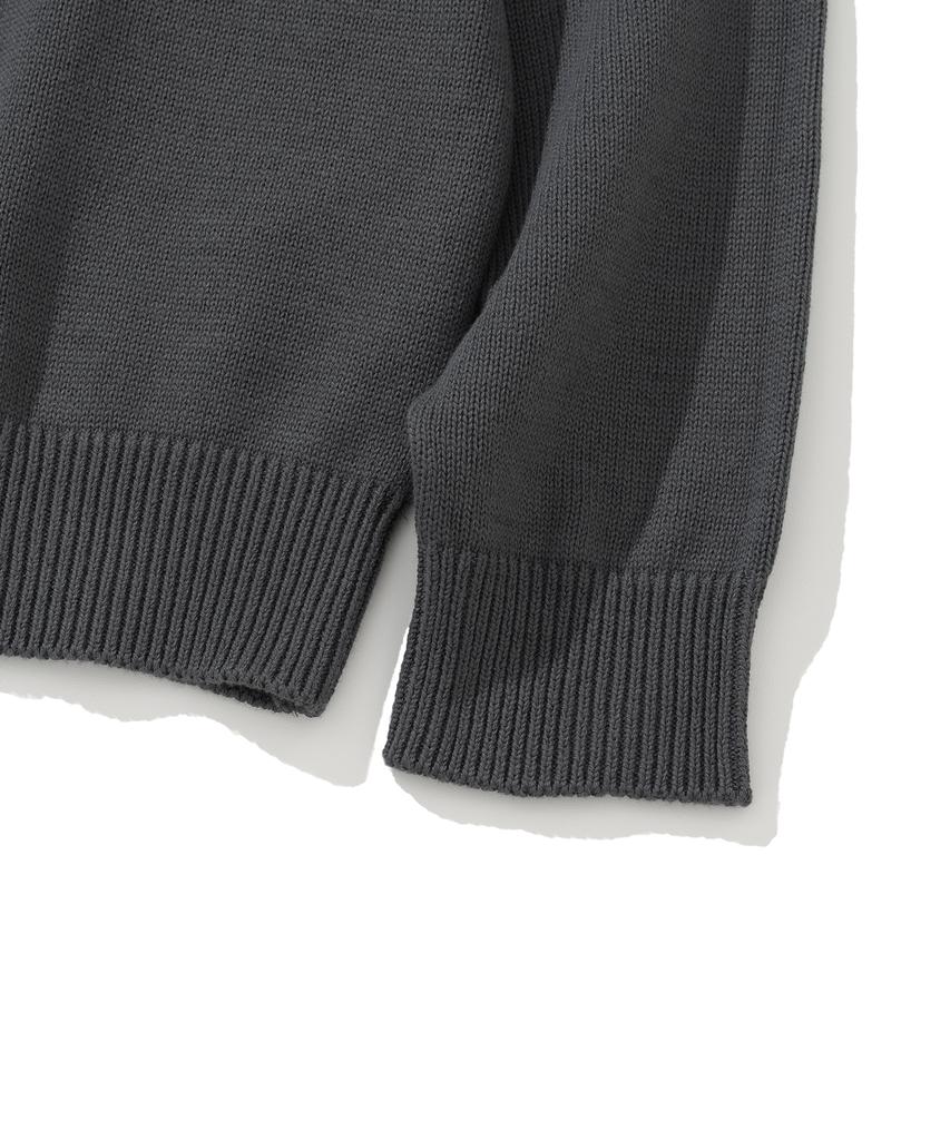 KNITTED Varsity Embroidered Logo Knit Charcoal