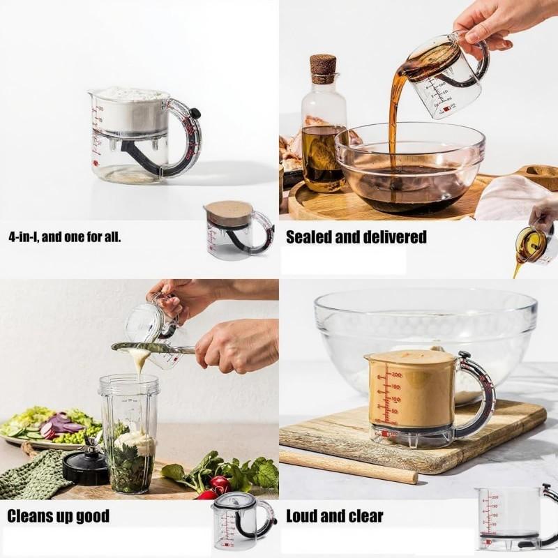 Multi-Functional 4-In-1 Adjustable Measuring Cup  Measuring Cup with Scraper-Style Seal Base Measurings Cube Cups For Cooking Baking Ingredients