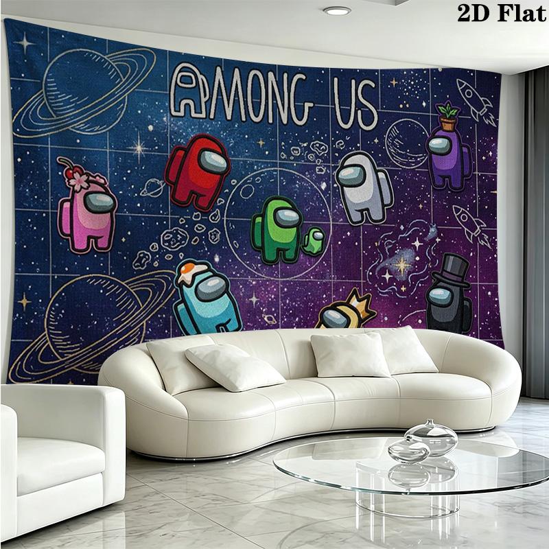 Among Us Wall Tapestry Aesthetic Wall Hanging Printed Fabric Blanket Decorative Tapestries for Bedroom Living Room Home Decor