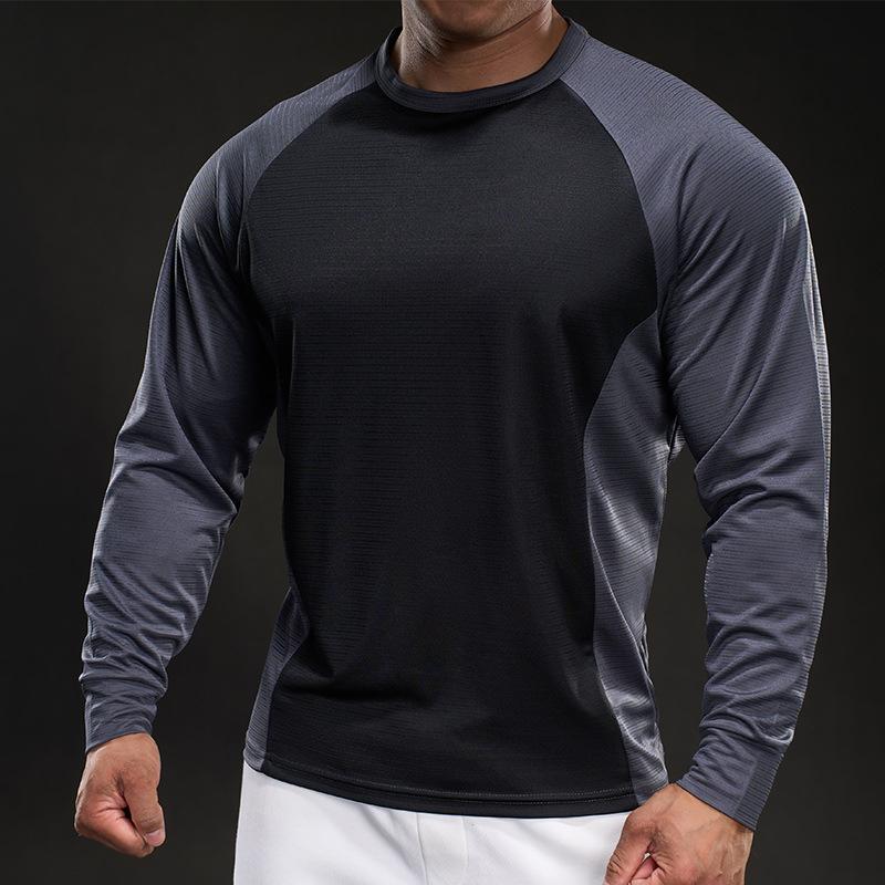 Spring Slim Elastic Long-sleeved Training Suit Casual Fashion Running Sports Fitness Outdoor T-shirt Men