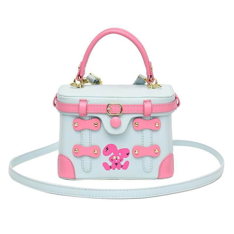 

Japanese Internet Celebrity Hot Girl Contrasting Color Suitcase Bag Niche Trendy Cool Out-of-street Handbag All-match One-shoulder Cross-body світло-синій колір