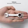 1Pc Metric Open End Wrench with Tight Spaces Gear Repair Hand Tools Steel Stubby Ratcheting Wrench Spanners 72-Tooth Car Repair