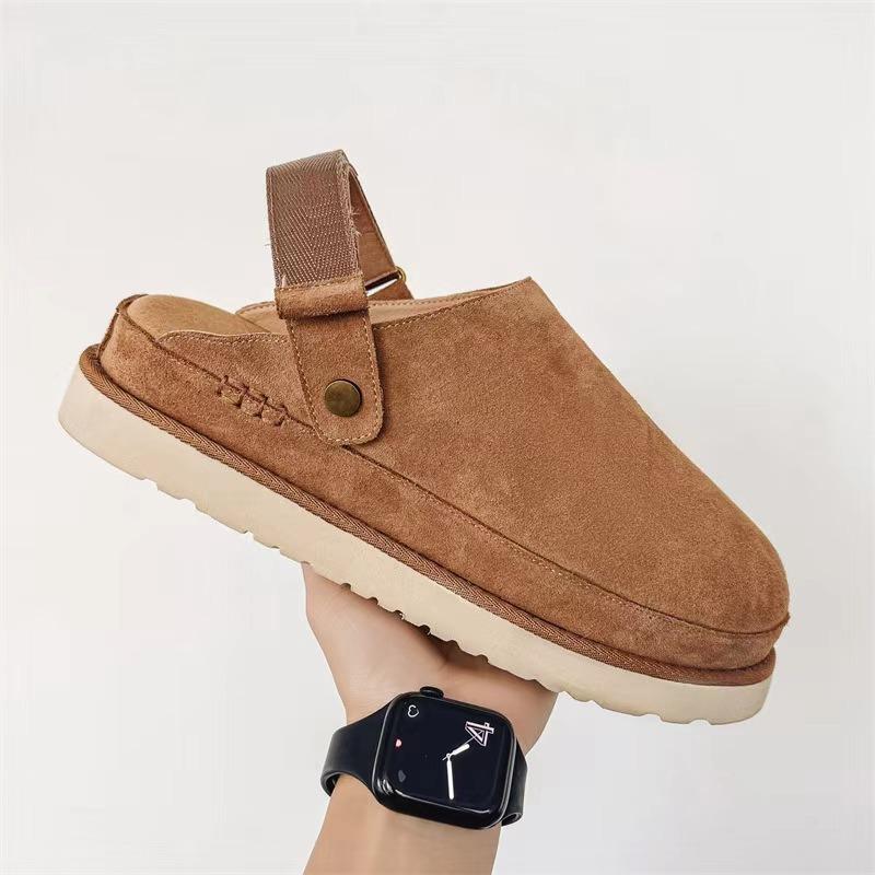 Rundzehenschuhe mit dicker Sohle, niedrig geschnittene Baumwollschuhe, Fersenriemen, Zehenkappe und leere Baumwollschuhe