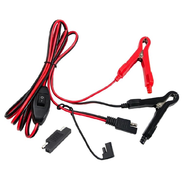 16 AWG Photovoltaik-Stromkabel mit Batterie-Klemmen, Ein/Aus-Steuerung, Sicherung und roten Plus- sowie schwarzen Minus-Seiten für 12V-Nutzung