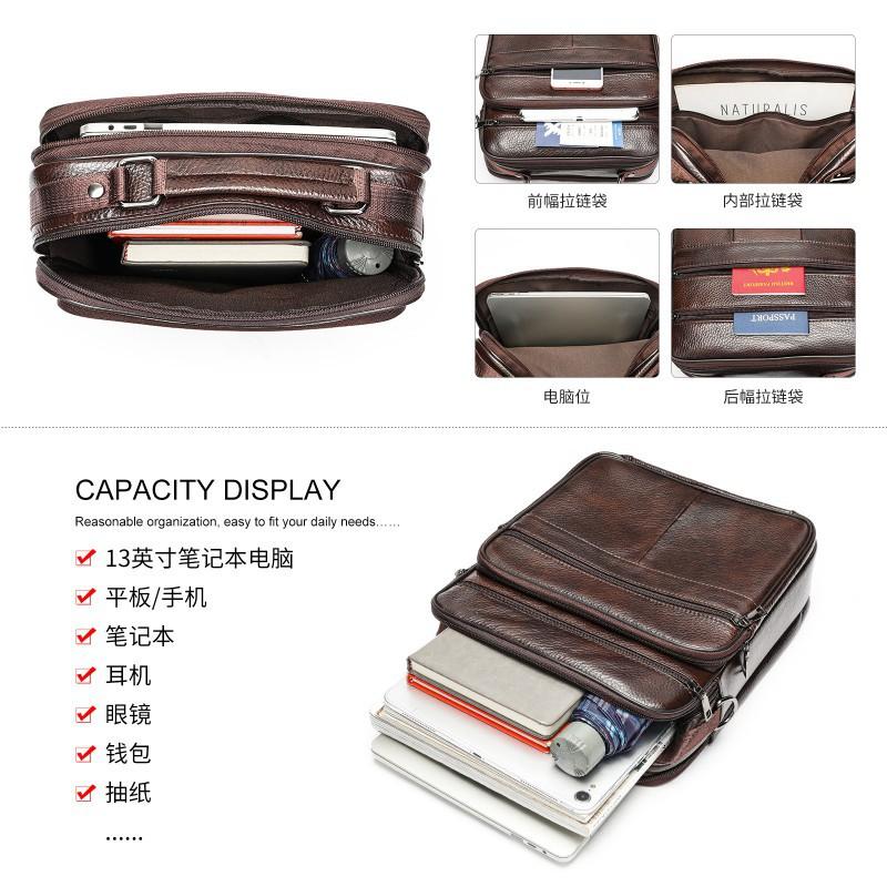 Men's Genuine Leather Shoulder Bag Retro Simple Cowhide Crossbody Casual Versatile Mobile Phone