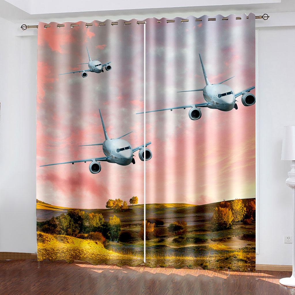 Airplane Blackout Curtains for Bedroom Living Room Thermal Insulated Aircraft Blackout Window Curtains Drapes Decor(2 Panels)