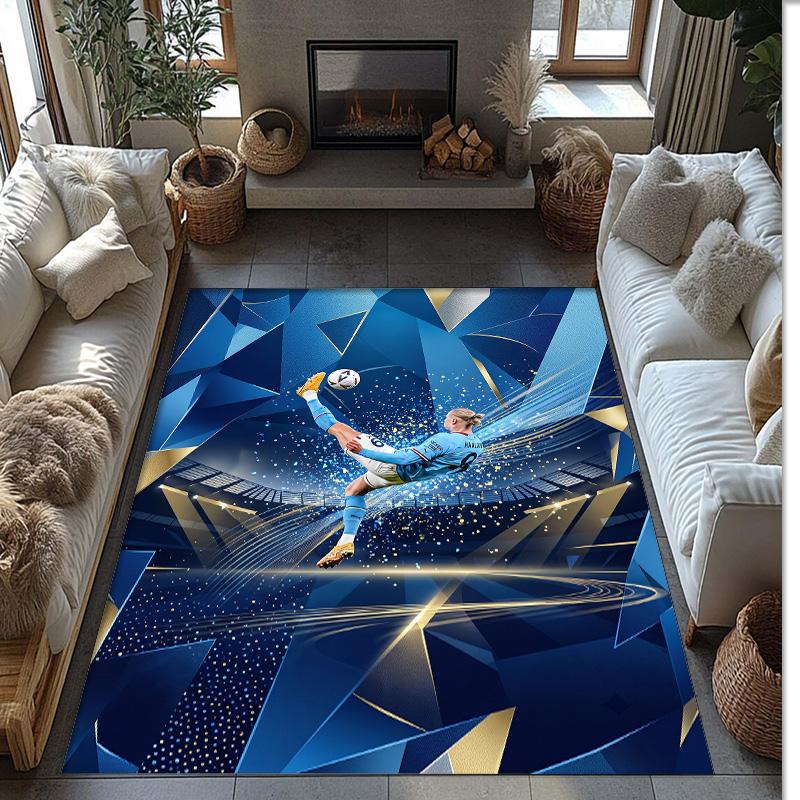 Erling Haaland Calcio Football Pattern Tappeto Morbido per Area Tappeto per Pavimento Interno Antiscivolo Tappetino Decorazione Sportiva per Camera da Letto