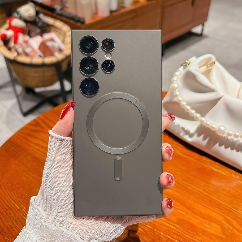 Luksusowe magnetyczne etui z ładowaniem bezprzewodowym dla Samsung Galaxy S24 S23 S22 S21 S25 Ultra Plus Fe dla Magsafe Matowe odporne na wstrząsy etui