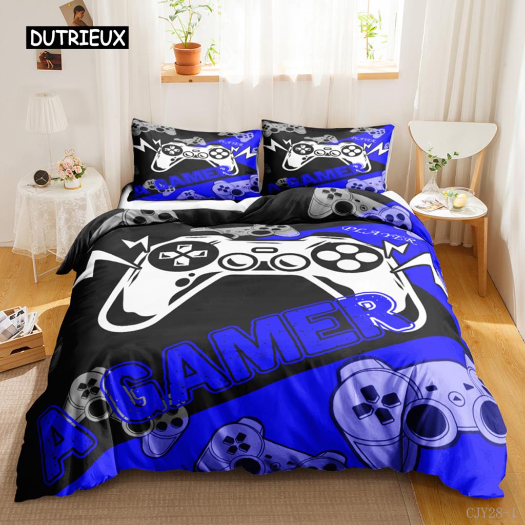 

Геймерский пододеяльник, комплект постельного белья для детей, мальчиков, подростков, контроллер для видеоигр, геймпад, комплект постельного белья, двуспальный, размера «king-size», полиэстеровый чехол-кровать EU single(135x200cm)