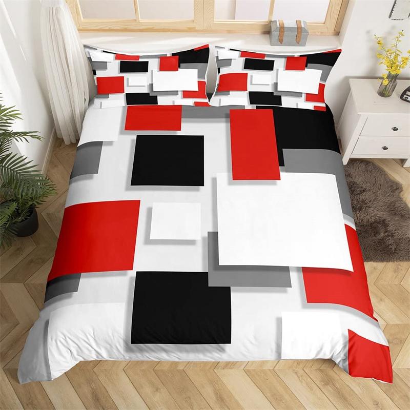 Geometric Square Duvet Cover Soft Abstract Stripes Bedding Set Circle Geometric Quilt Cover Modern Graphic Artwork Pillowcases
