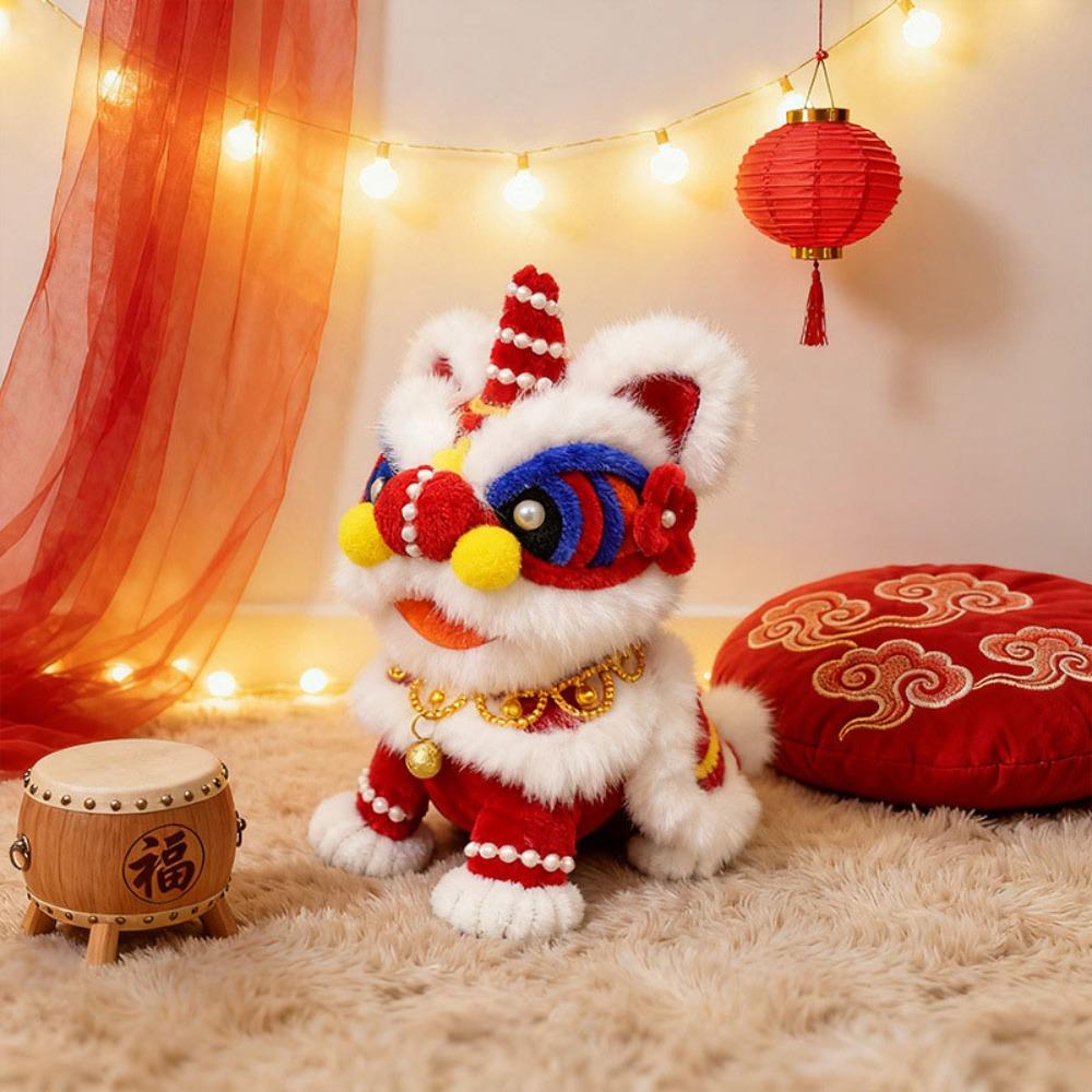 Handmade Handheld Lion Lantern Personality Glowing Lion Dance Lantern Decoration Hanging Lion Ornaments Purple Color Red Color