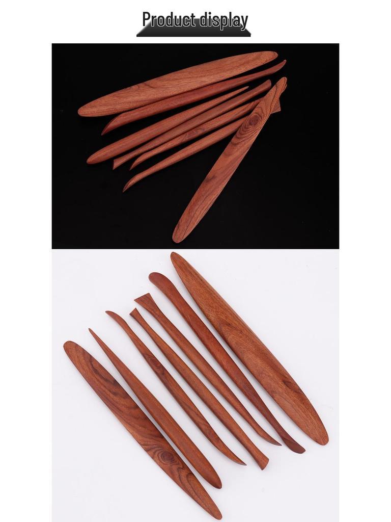 Rosewood Clay Modeling & Carving Knives Set - 7-Piece Pottery Sculpting Tools for Fine Detailing