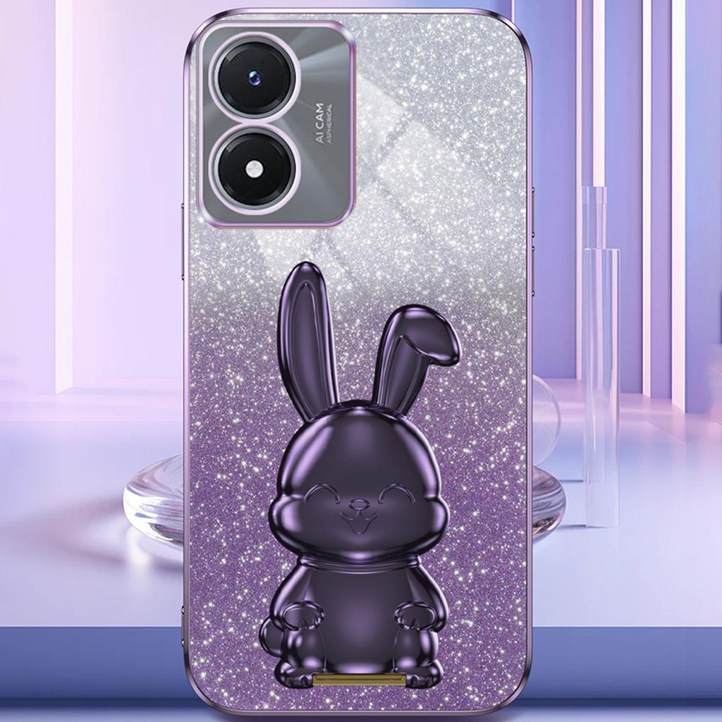 For vivo Y02s 4G Kickstand Case Rabbit Design Anti-Scratch Phone Cover