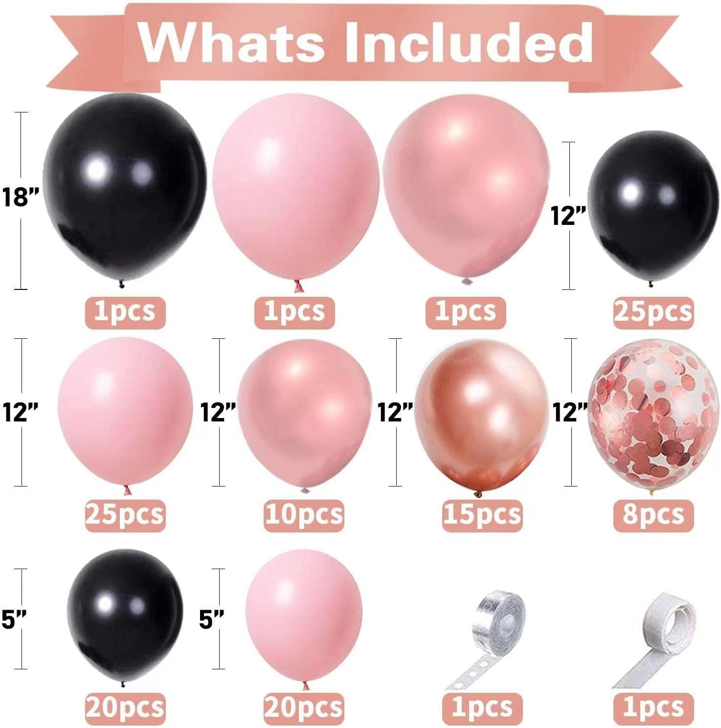 

Металлический Розовое Золото Черный Розовый Воздушный Шар 5/12/18 Дюймов Девичник День Рождения Свадьба Девичник Set as shown