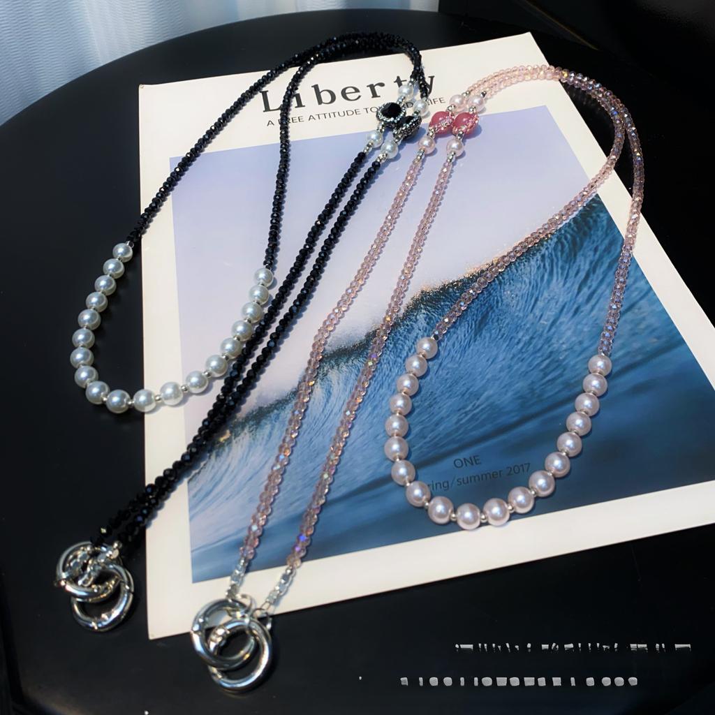 Crossbody Handykette Strass Zirkon Perlen Lange Hängekette Crossbody Tasche Handyhülle Lanyard Ins Kristall