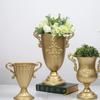 Golden Home Tabletop Floral Arrangements Wedding Atmosphere Decoration Floral Arrangements Green Plant Flower Vase Flower Holder