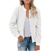 Women's Fashionable Warm Shearling Jacket With Zip-Up Solid Colour Outerwear