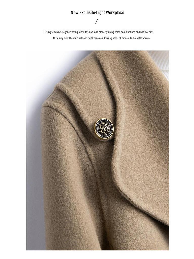 Women's Extra Long Wool Overcoat - Lace-up, Double-faced, Slim Fit, Over-the-Knee, Autumn & Winter Temperament