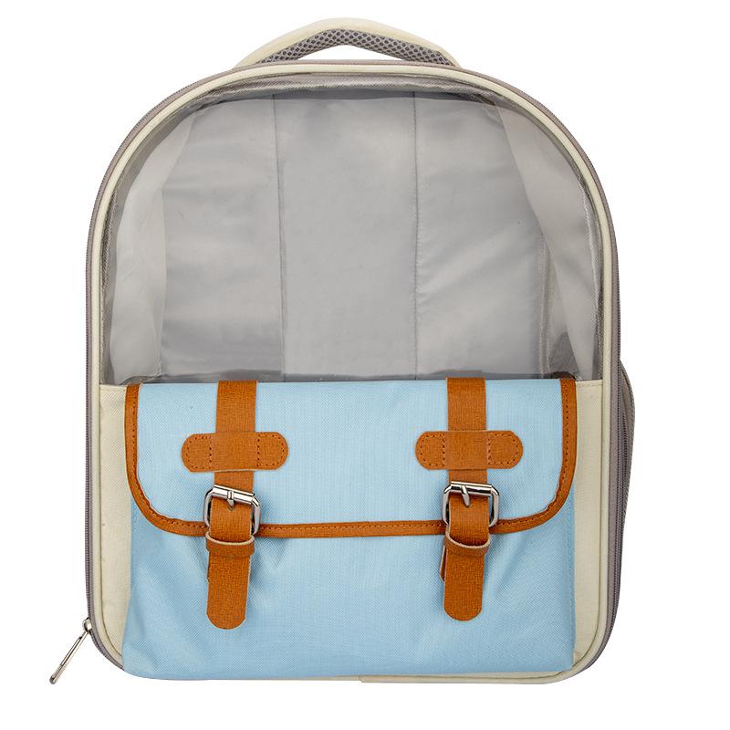 

Transparent cat bag, portable for going out, large-capacity, breathable, hand-held, foldable space capsule, double-shoulder dog небо синє кольору