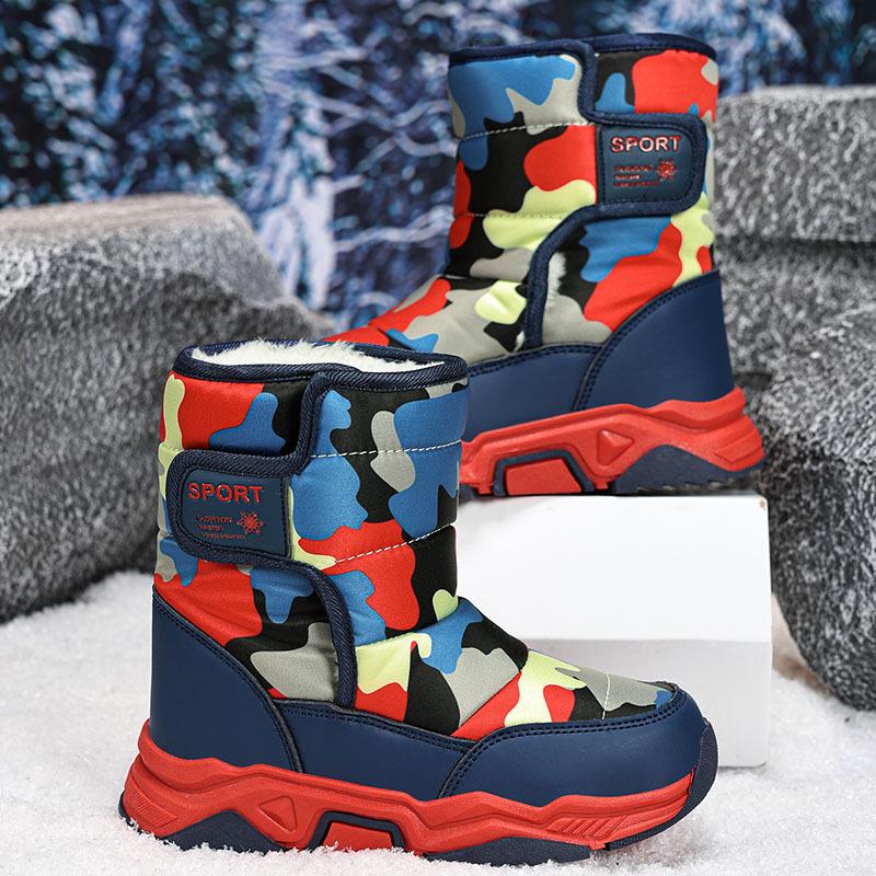 Kids' Winter Camouflage Snow Boots: Warm, Thick, High-Top for Boys and Girls