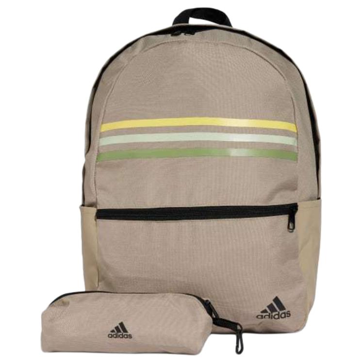 

Adidas Zaino Classic Striped Pattern Zipper Closure Backpack Unisex Backpack Khaki IZ1896 Khaki
