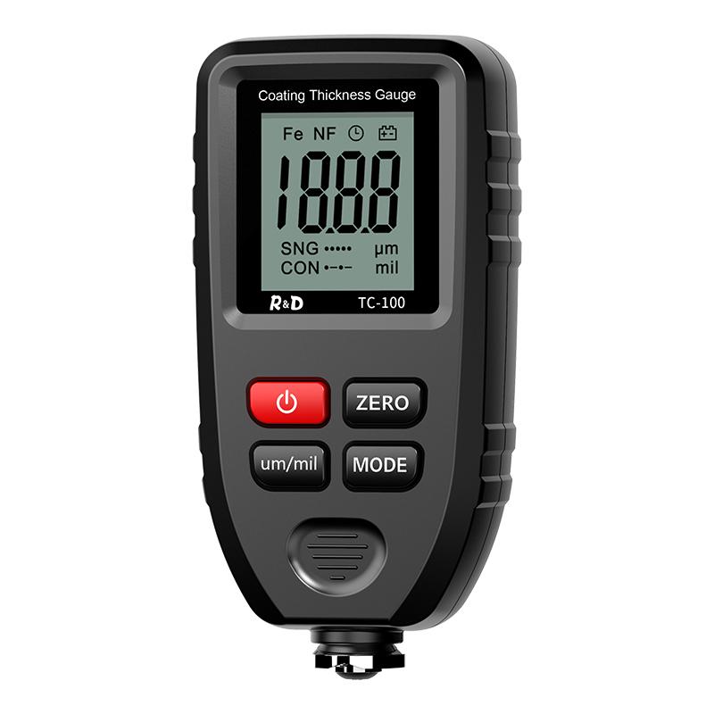 

R&D TC100 Толщиномер покрытия 0,1 микрон/0-1300 Тестер толщины пленки автомобильной краски Измерение FE/NFE Русское руководство Инструмент для краски