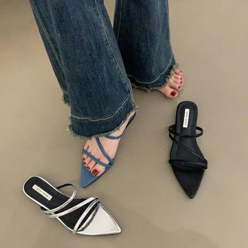 Large size one-pedal pointed slippers women