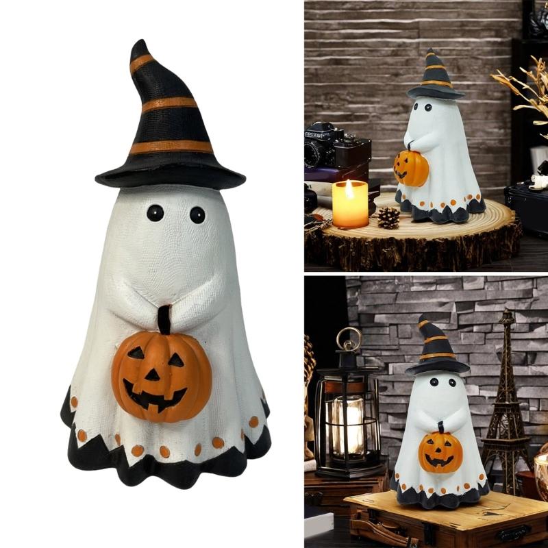 Cute Ghostly Pumpkin Figures for Halloween Quality Crafts Resin Ghostly Figures Decoration for Home & Office