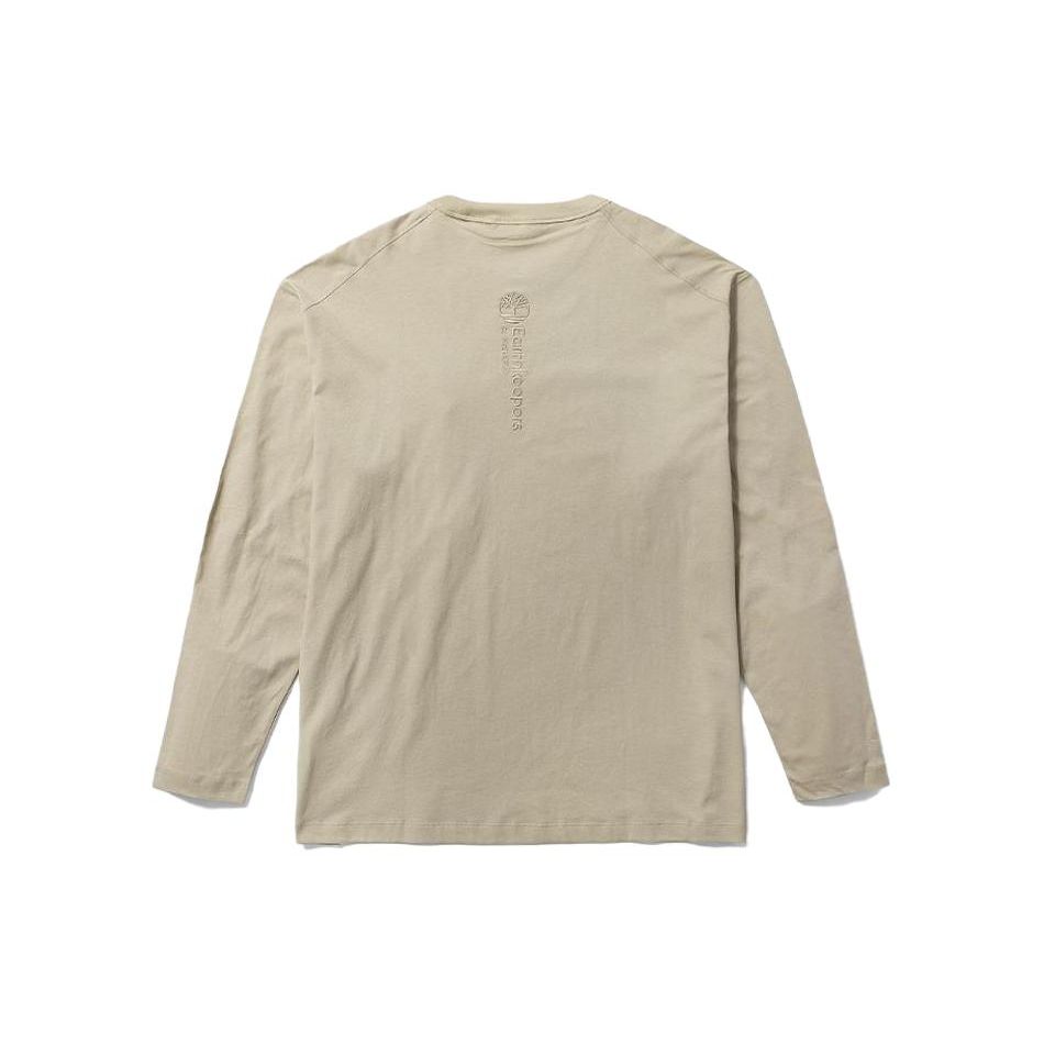 Timberland Front Pocket Zipper Outdoor Loose Long Sleeve T-Shirt Unisex Tops Sand A61B9-CY2
