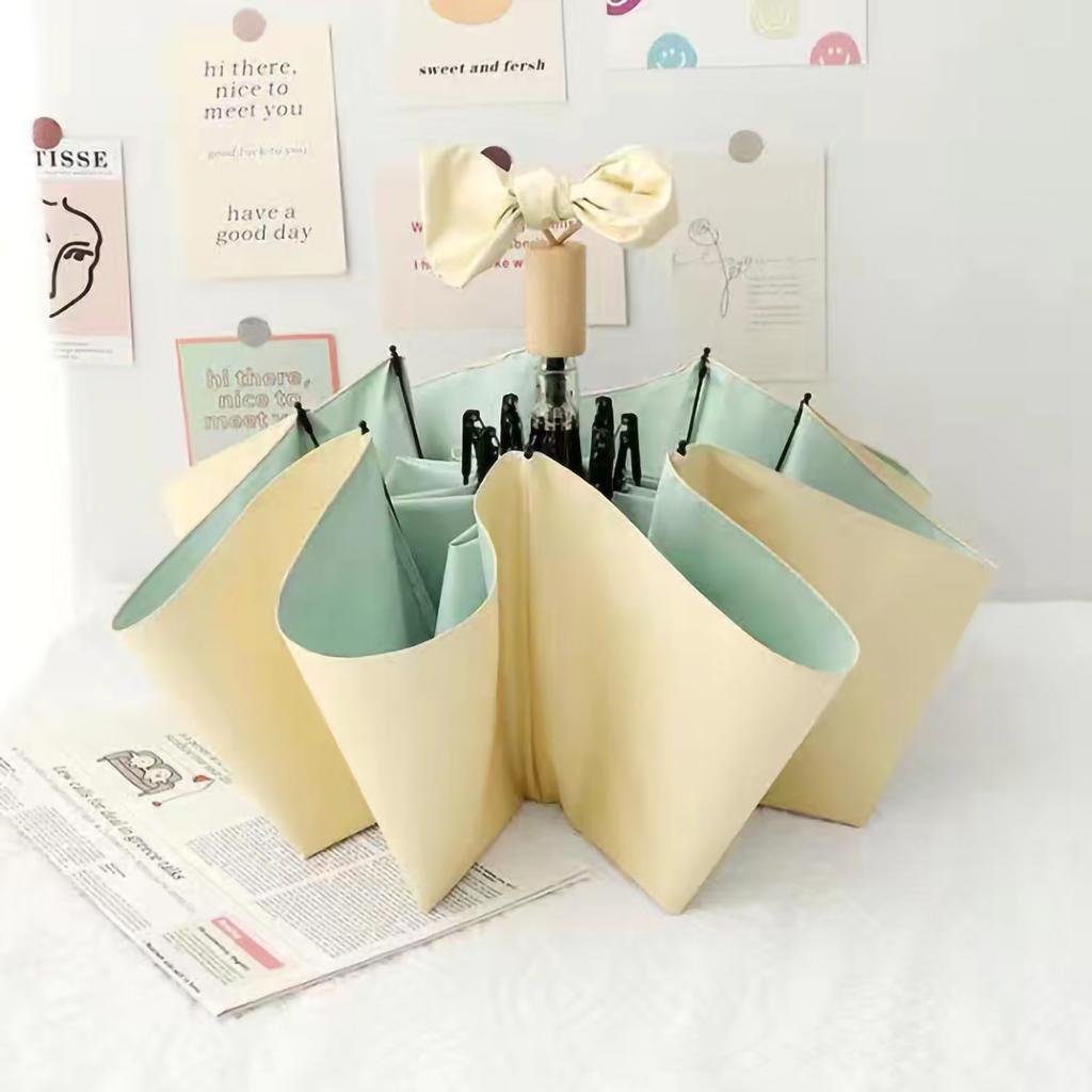 Folding Sun Umbrella UV Blocking Pure Color Black Rubber Sunscreen Umbrella for Rain Or Shine White