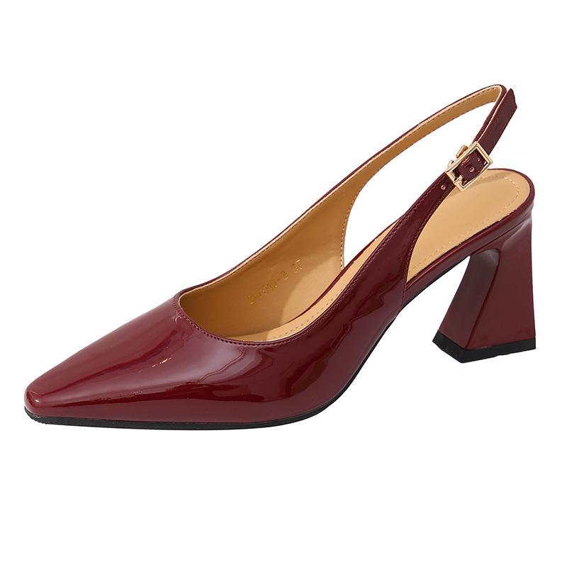 Pointed-toe Shoes, High Heels, Women's Thick-soled Sandals, Wrap-around Sandals