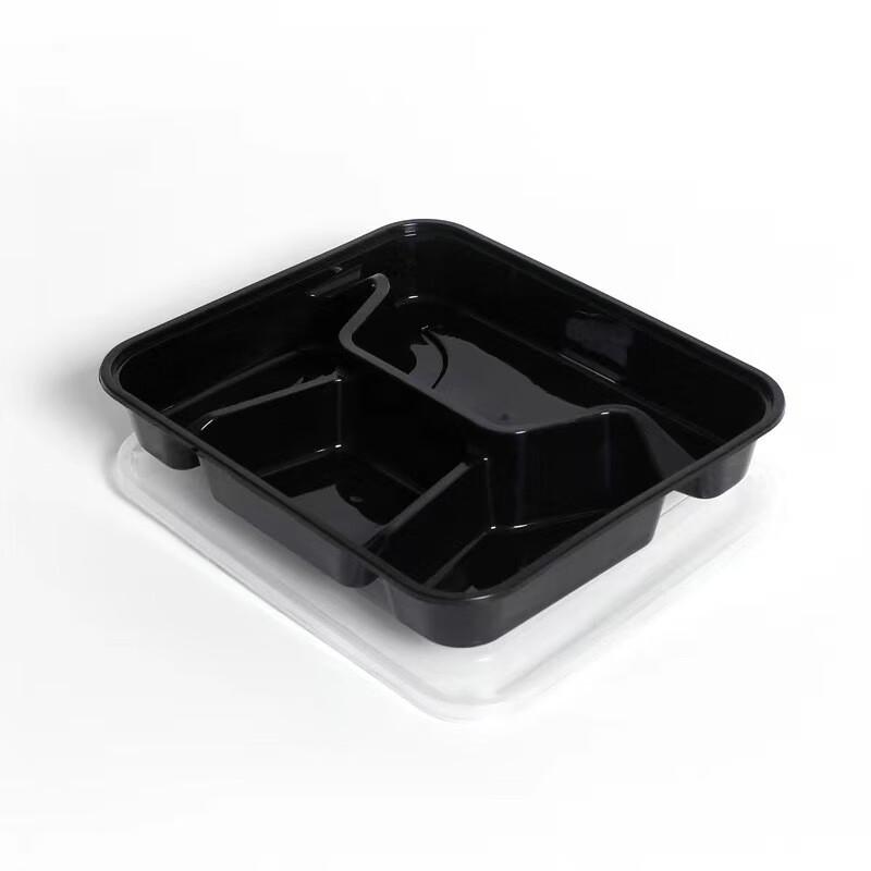 Einweg-Kunststoff-Lunchboxen mit 4 Fächern und Deckel
