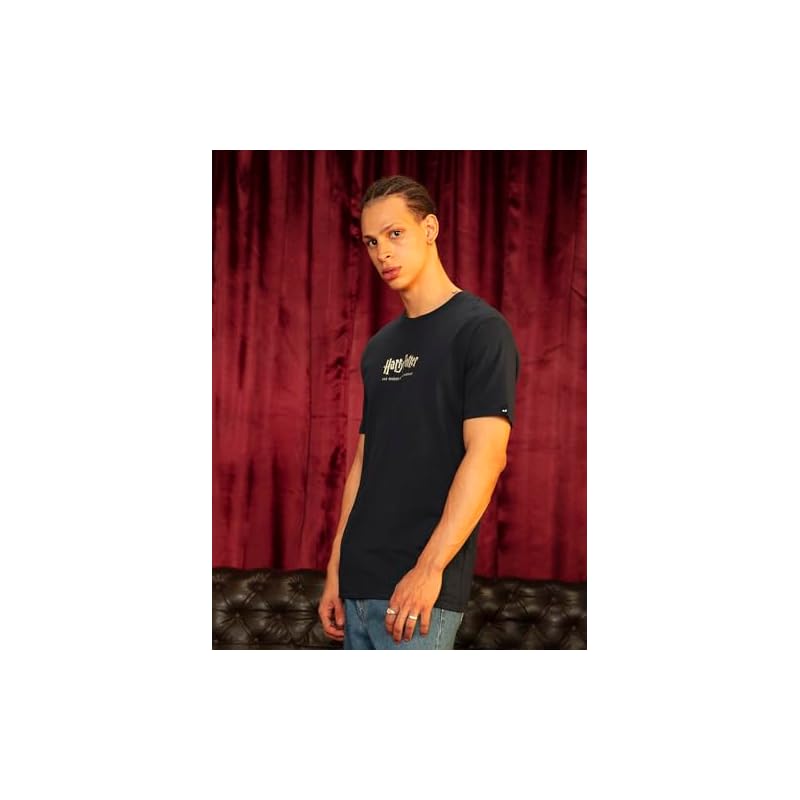 Bewakoof X Official Harry Potter Merchandise Men' Order Of The Phoenix Graphic Printed % Cotton TShirt Regular Fi