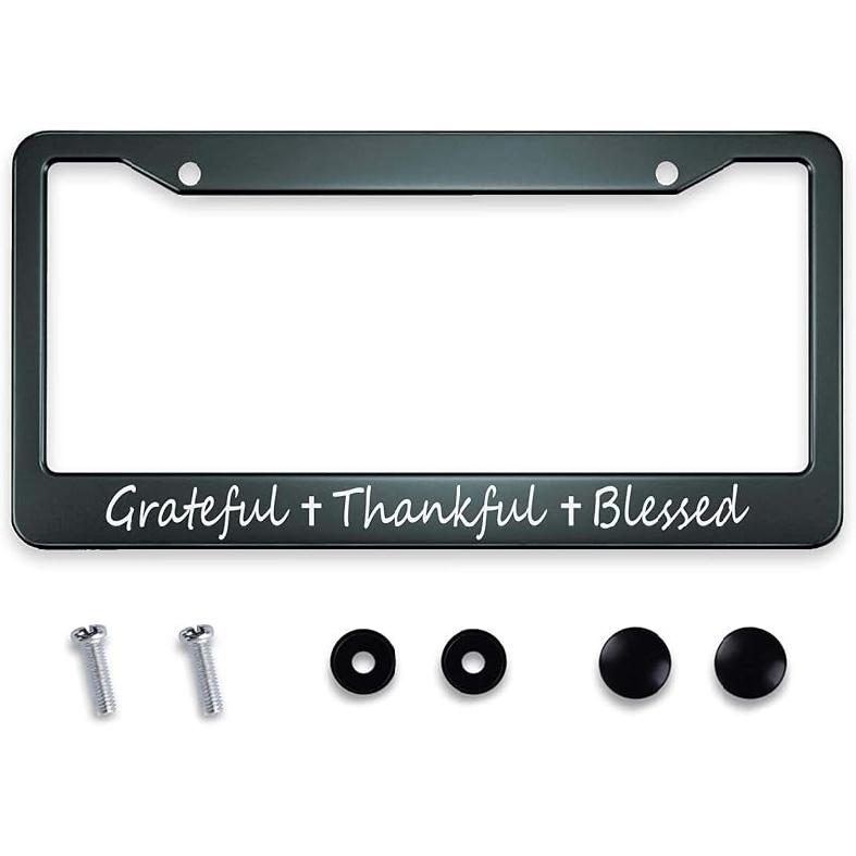Smooffly I Hope Something Good Happens For You Today! License Plate Frame Holder Stainless Steel Rust-Proof Auto Parts Decoration With Screws For Men