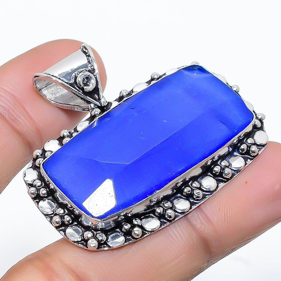 

Sapphire(Simulated) Gemstone Handmade Ethnic Jewelry Pendant 1.46 VR-4081