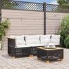 VidaXL Garden Sofa with Cushions 3-seater Black Braided Resin, Outdoor Sofa, Garden Seat, Garden Sofa 365938