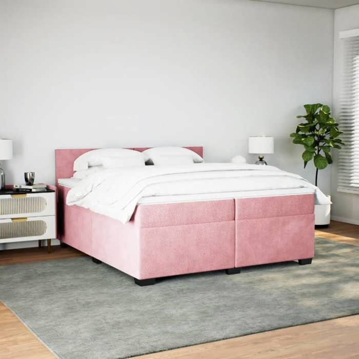 Maison Exclusive - Sommier à lattes de lit avec matelas Rose 200x200 cm Velours