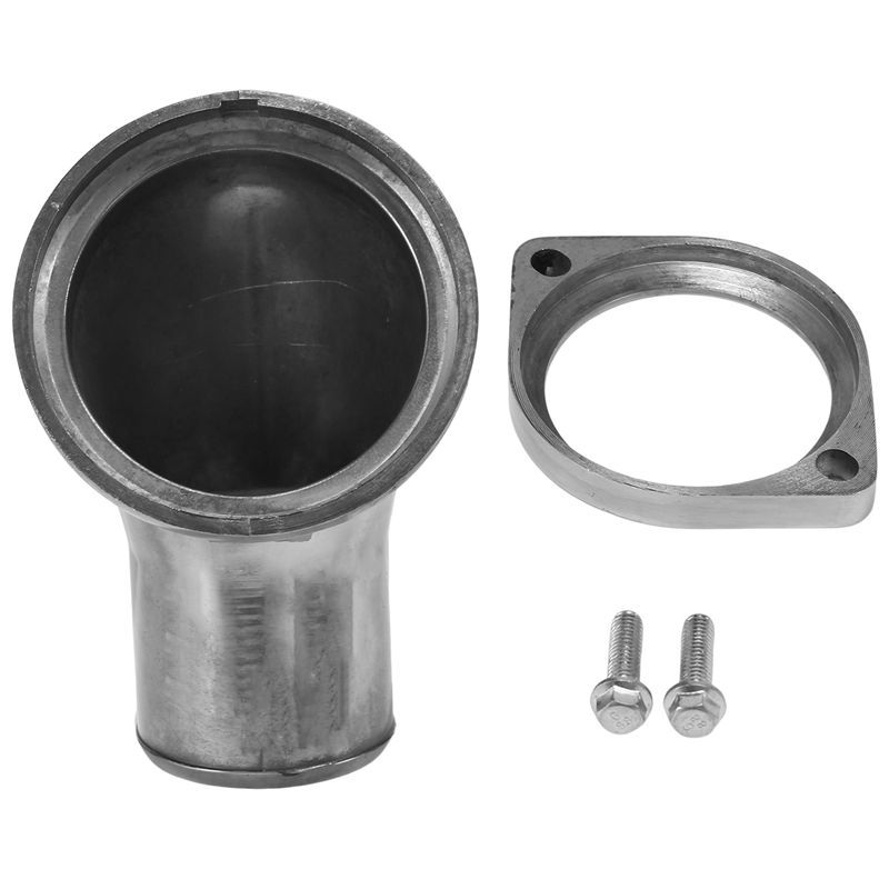 Authentic SBC BBC 45° Swivel Polished Water Neck Thermostat Housing For Chevy V8 350 454, Silver