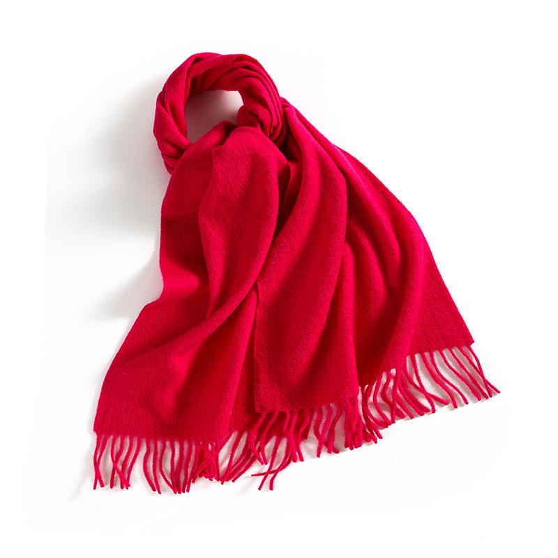 Winter Solid Color Wool Scarf for Women New Versatile Tassel Fashion Warm Neck Scarf Comfortable Real Wool Scarf