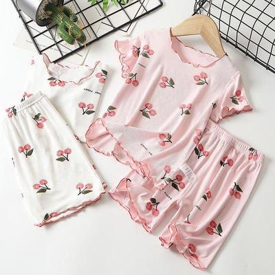 Damen-Eis-Seiden-Pyjama-Set - Sommer Dünn Kurzarm & Shorts