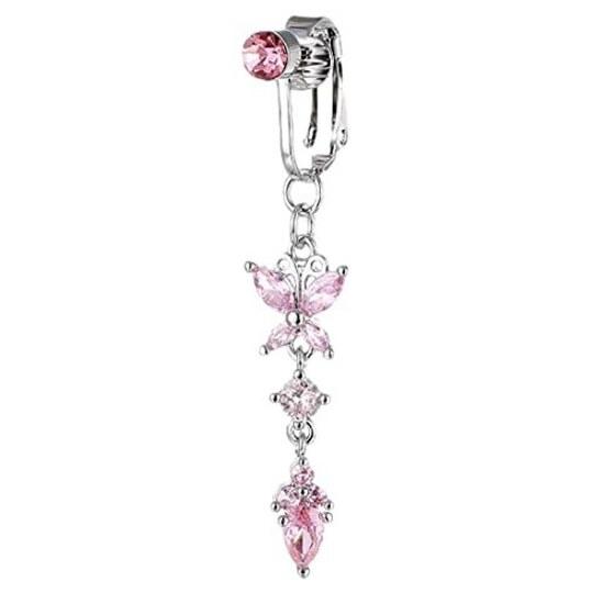 xiaoxin Clip-on Navel Ring - Non-hole Fake Belly Button Butterfly Heart Body Piercing Jewelry