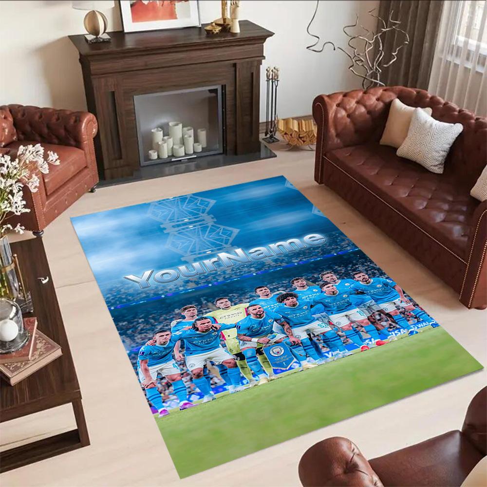 Manchester City Customize Your Name Area Rug Perfect for Balcony Entryway Foyer Living Rooms Anti-slip Rug Decorate Offices Wedding Party Gift